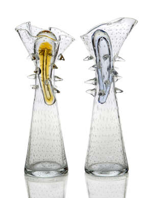 
	
		Borek Sipek (Bořek Šípek) (1949-2016), a pair of glass Alterego No. 601 decanters with...