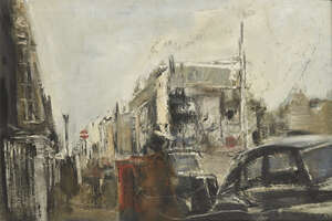 
	
		David Tindle RA,
		British b.1932-
		 
		Harley Street;
		 
		oil on canvas, signed...