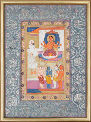 
	
		Shiva with Krishna, Brahma and other Hindu deities, Kashmir, India, 19th century, gouache...