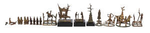 
	
		A collection of Burmese bronze figures, 18th century, to include a depiction of the Death...
