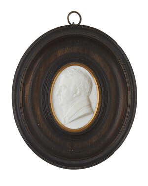 
	
		British School, a white paste portrait relief of a gentleman, early 19th century, 