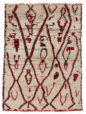Moroccan, a handwoven long pile wool rug
Second quarter 20th century
Woven with irregular...