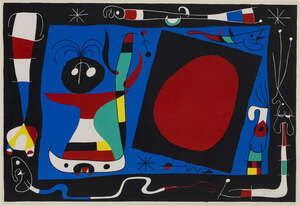 
	
		Joan Miró,
		Spanish 1893-1983-
		 
		La Femme Au Miroir [Mourlot 242], 1956;
		 
		