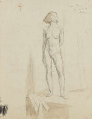 
	
		British School, mid 20th century- Nude and figures studies; mixed media on various...