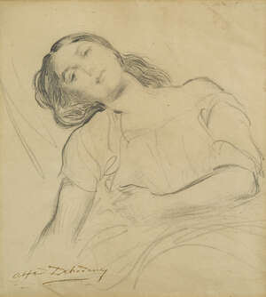 
	
		Edme-Alexis-Alfred Dehodencq, 
		French 1822-1882-
		 
		Portrait of a young woman...