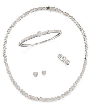 A group of diamond jewellery, by Yeprem, comprising a necklace, hinged bangle, earrings and...