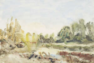 
	
		Vernon Wethered NEAC, British 1865-1952- The End of a Rainy Day, near Marsh, Stratford...