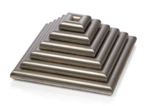 
	
		A set of French white metal stacking canapé trays,
		Second half 20th Century,
		Of...