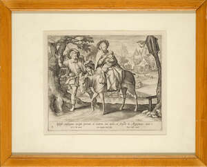 Jean-Baptiste Barbé, 
		Flemish 1578-1649- 
		 
		The Flight into Egypt, after Maerten de Vos;
		 
		copperplate engraving, plate 8 from a series of 51