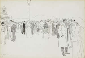 
	
		Phil May, 
		British 1864-1903- 
		 
		Scarborough, 1894; 
		 
		pen and black ink,...