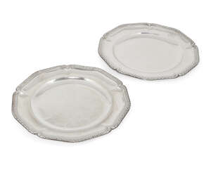 
	
		A pair of large French silver serving plates, H. Fres & Cie, c.1900, retailed by Maison...