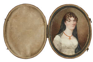 
	
		RTOGeorge Hayter, 
		British 1792-1871- 
		 
		Portrait miniature of a lady,...
