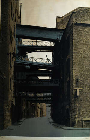 
	
		Gerd Winner, 
		German b.1936- 
		 
		Isle of Dogs, 1973;
		 
		screenprint in colours,...
