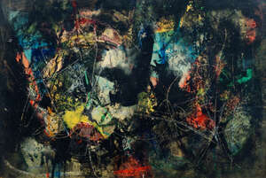 
	
		Joe Rose, 
		German/British 1915-1999- 
		 
		Black and Coloured Abstract Painting;...
