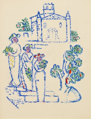 Gin&eacute;s Parra,&nbsp;Spanish 1896-1960 -&nbsp;La sortie de la messe;&nbsp;oil on paper, signed lower right 'Parra',...