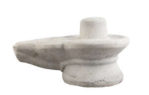 
	
		A white marble lingam and yoni, India, mid-20th century or earlier, carved in one piece...