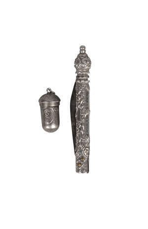 
	
		A silver reliquary pendant, in the form of an acorn, with engraved depiction of St...