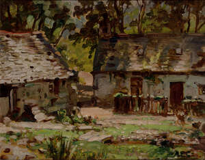 
	
		Alfred Egerton Cooper RBA, 
		British 18831974 - 
		 
		Cottages; 
		 
		oil on...