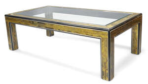 
	
		Bernhard Rhone (b.1944) for Mastercraft, 
		 
		Coffee table, circa 1970, 
		Ebonised...