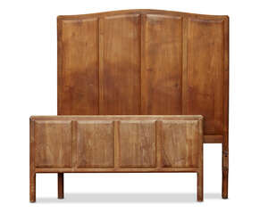 
	
		Gordon Russell (1892-1980), an English walnut double bed
		1930, Paper makers label...