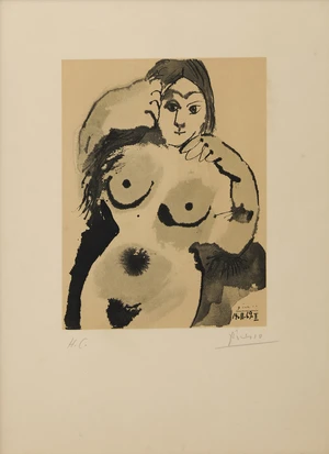 Pablo Picasso,&nbsp;Spanish 1881-1973,&nbsp;Jeune Femme nue sur Fond beige (Young Nude Woman on beige...