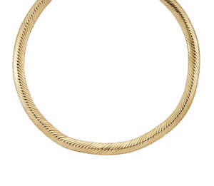 
	
		A flexible collar necklace, by Cartier,  composed of a series of ridge-shaped herringbone...