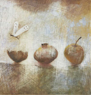 
	
		Tessa Newcomb,
		British b.1955-
		 
		Fruit, 2005;
		 
		oil on board, signed with...