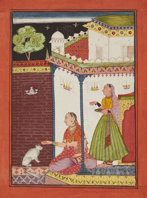 
	
		An illustration to a Ragamala: Patamanjari Ragini, Bilaspur, circa 1680-90, opaque...