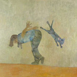 
	
		Leonard Rosoman OBE RA, 
		British 1913-2013- 
		 
		Girl and Cat, 1990 from the Games...