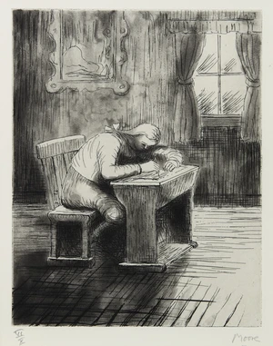 Henry Moore OM CH FBA,&nbsp;British 1898-1986,&nbsp;Girl Doing Homework III, 1974;&nbsp;etching and aquatint on...