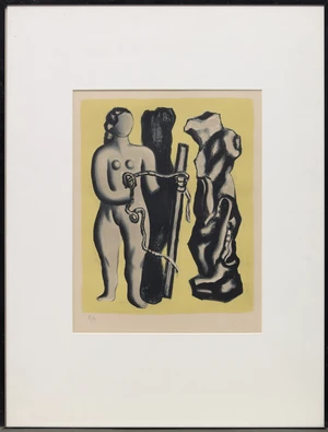 Fernand L&eacute;ger,French 1881-1955,
Femme sur fond Jaune (Woman Against Yellow Background), 1952;
