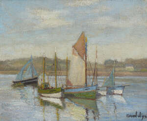 
	
		Coran DYs, 
		
		French 1877-1954- 
		 
		Bateaux au mouillage; 
		 
		oil on...