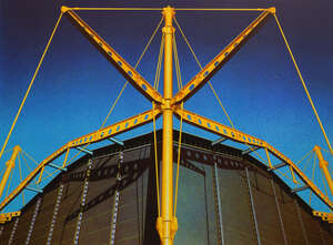 
	
		Ben Johnson, British b.1946- "Renault Centre"; lithograph in colours, signed, titled,...