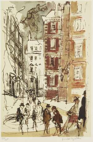 
	
		Feliks Topolski RA,
		Polish 1907-1989-
		 
		Three Court of Appeal Judges, c.1980,...