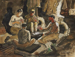 
	
		Yves Brayer, 
		French 1907-1990 - 
		 
		La partie de cartes aux armées, 1939; 
		 
		