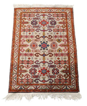 A Russian Caucasian Perpedil rug, second quarter 20th century, multi coloured geometric design,...