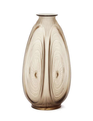 
	
		Marius Sabino (1878-1961), an Art Deco smoky brown frosted glass vase
		c.1930, Alvéoles