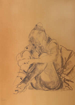 
	
		Donald Hamilton Fraser RA, 
		British 1929-2009- 
		 
		Dancer resting; 
		 
		chalk...