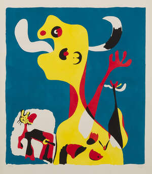 
	
		Joan Miró, 
		Spanish 1893-1983-
		 
		Femme et Chien devant la Lune [Dupin 18],...