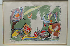 
	
		Marcel Janco, 
		Romanian/Israeli 1895-1984- 
		 
		Paradis Perdu, 1968;
		 
		