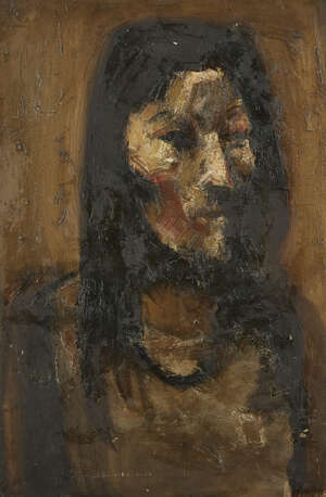 
	
		Anthony Whishaw RA,
		British b.1930-
		 
		Head of a woman;
		 
		oil on board,...