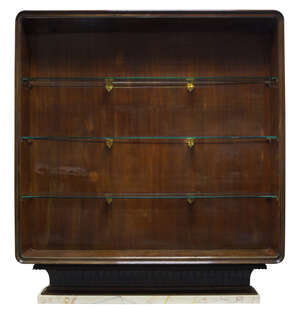 
	
		Osvaldo Borsani (1911-1985) Attributed, a mahogany and glazed bookcase, 
		c.1940,
		