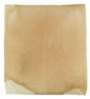 
	
		Gavin Turk,
		British b.1967-
		 
		Napkin, 2011;
		 
		merlot stained napkin, wax...