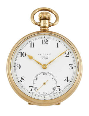 
	
		A 9ct gold open-face pocket watch, the white enamel dial with Arabic numerals, subsidiary...