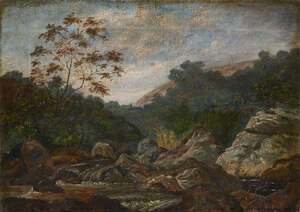 
	
		Circle of Richard Beavis RWS, 
		British 1824-1896- 
		 
		Mountain stream with...