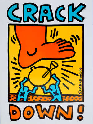 
	
		Keith Haring, 
		American 1958-1990-
		 
		Crack Down, 1986;
		 
		poster, screenprint...