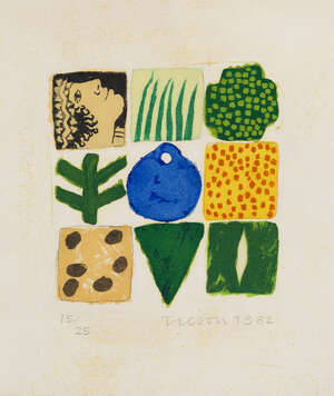 
	
		Joe Tilson RA,
		British b.1928-
		 
		Arrival of Kore, 1982;
		 
		etching with...