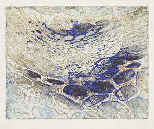
	
		Krishna Reddy, 
		Indian 1925-2018- 
		 
		Whirlpool, 1963; 
		 
		etching in colours on...