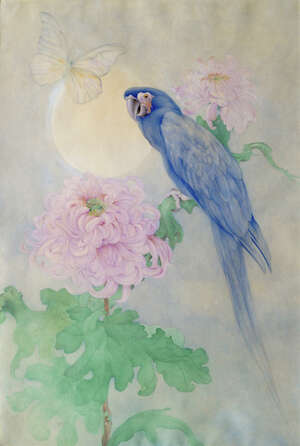 
	
		Edward Julius Detmold,
		British 1883-1957- 
		 
		Blue Macaw perching on a Bough;...
