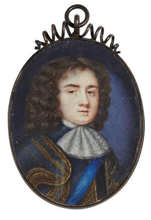 
	
		After Samuel Cooper, 
		English 1609-1672- 
		 
		Portrait miniature of James Scott,...